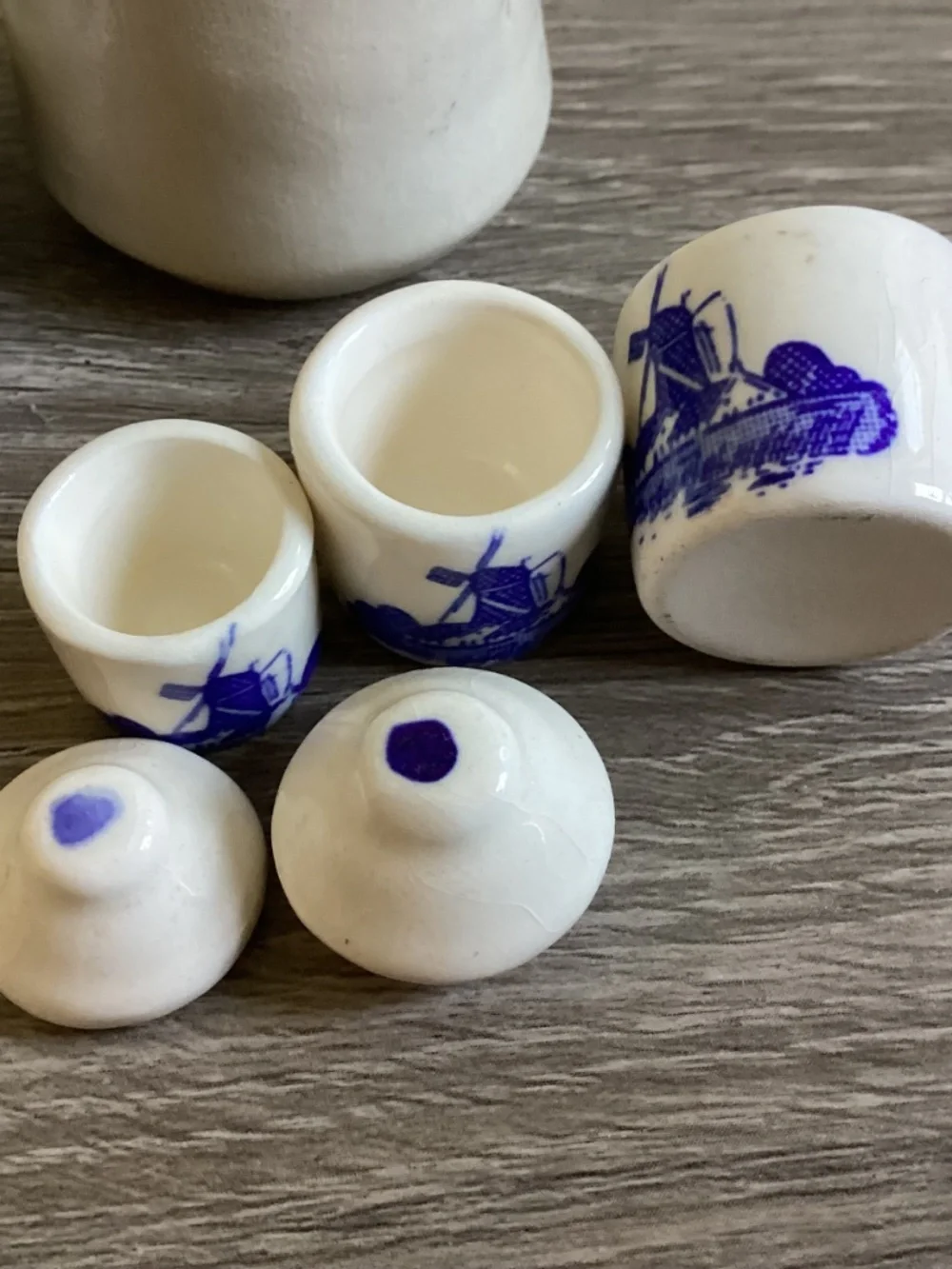 Dollhouse Miniatures Lot Ceramic Pottery Blue & White Delft Canisters Pitcher